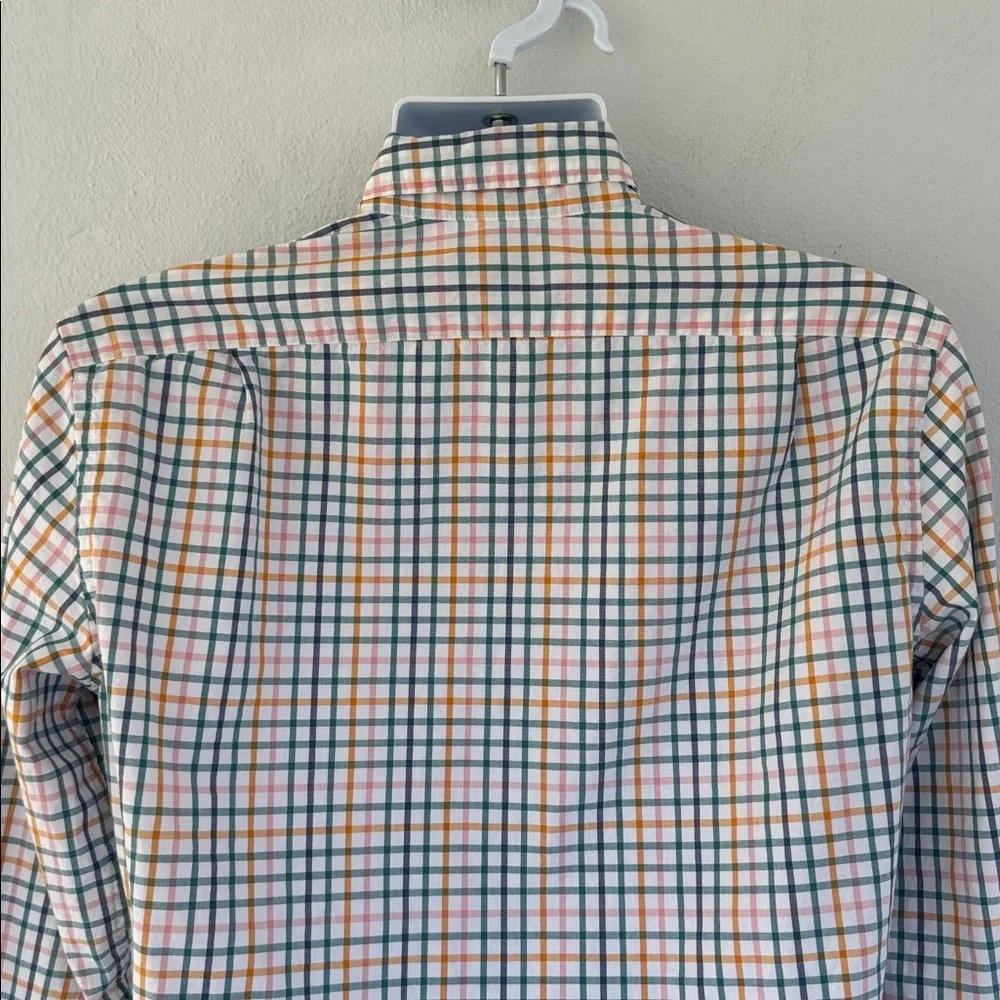 J. Crew orange green flex washed slim untucked button down dress shirt medium